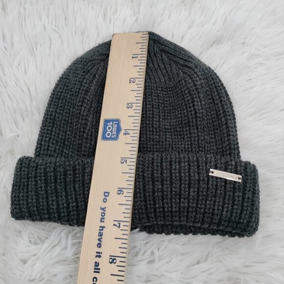 New Steve Madden Knit Ribbed Cuffed Winter Beanie Hat One Size Women Black - Picture 7 of 8